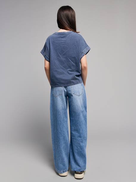 Wide leg jeans with star rivets light blue 