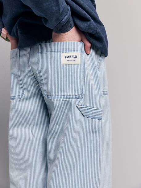 Girl's wide-leg striped trousers striped blue 