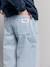 Girl's wide-leg striped trousers striped blue 