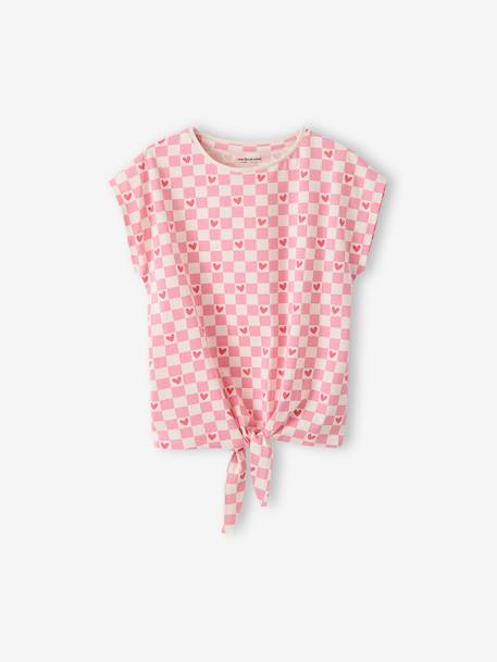 Printed T-Shirt for Girls lavender+rose+white 