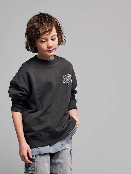 Round-neck oversized sweatshirt for boys anthracite 