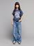 Girl's short-sleeved t-shirt navy blue 