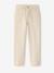 Boy's cotton and linen twill trousers with adjustable waist ecru 