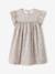 Ruffled, Short Sleeve Dress with Prints, for Girls emerald green+pale pink+printed white 