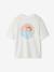 T-Shirt with Front/Back Motif, Faded Effect, JONEN aqua green+ecru 