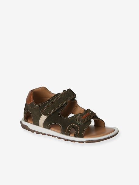 Boys' leather touch-fastening sandals khaki 
