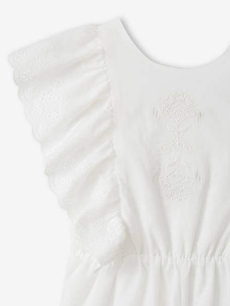 Playsuit with embroidery in cotton white 
