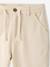 Boy's cotton and linen twill trousers with adjustable waist ecru 