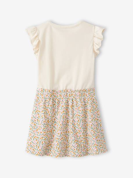 2-in-1-Effect Dress for Girls ecru+indigo+pale pink+striped pink 