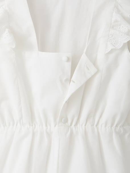 Playsuit with embroidery in cotton white 