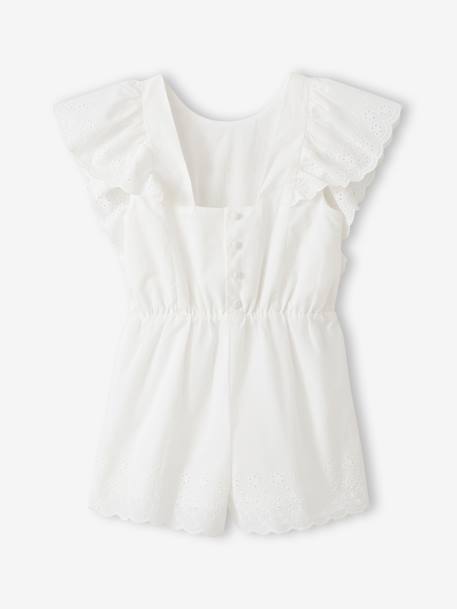 Playsuit with embroidery in cotton white 