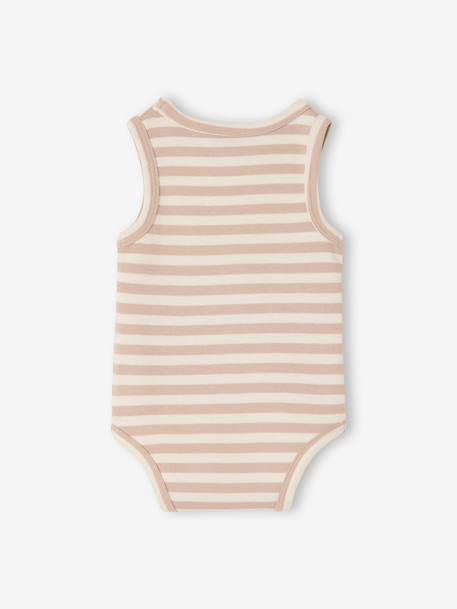 Pack of 3 sleeveless organic cotton bodysuits. blue 