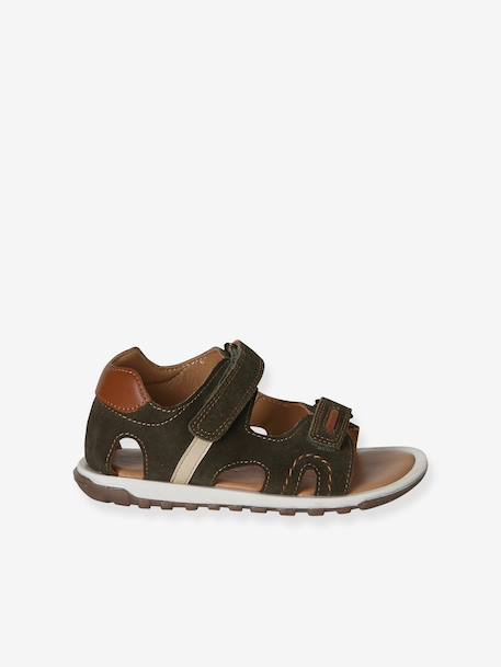 Boys' leather touch-fastening sandals khaki 