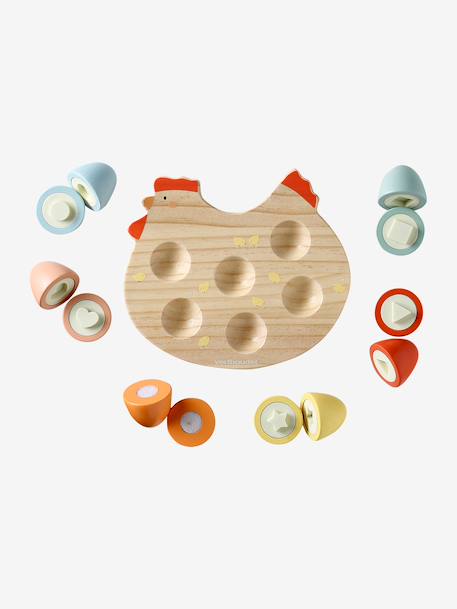 FSC® wooden hen with shape eggs wood 
