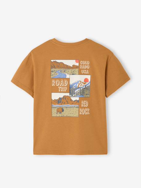 Boy's short-sleeved patterned T-shirt orange 