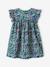 Ruffled, Short Sleeve Dress with Prints, for Girls emerald green+pale pink+printed white 