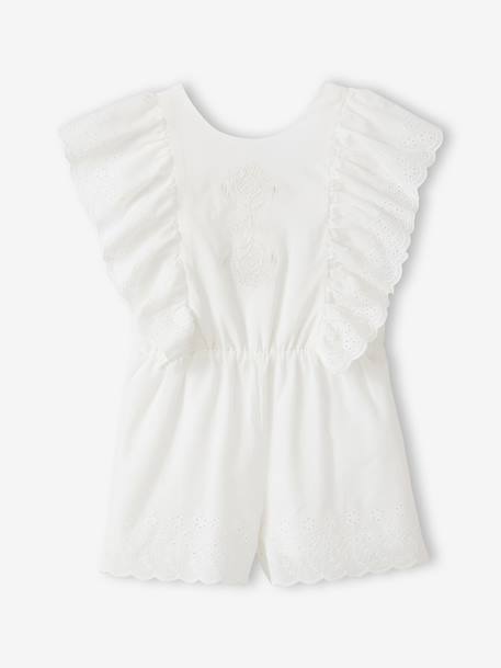 Playsuit with embroidery in cotton white 