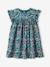 Ruffled, Short Sleeve Dress with Prints, for Girls emerald green+pale pink+printed white 