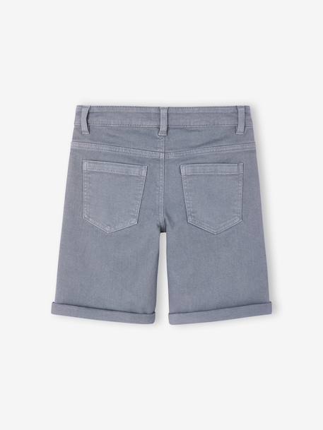 Boy's 5-pocket bermuda shorts clay beige+emerald green+grey blue+terracotta 
