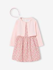 Girls-3-piece dress, cardigan and band for head accessories for hair set 