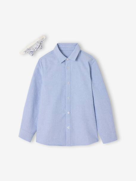 Long-sleeved shirt with bow tie sky blue 