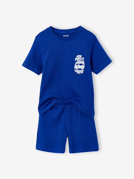 Ribbed pyjama short set for boys electric blue 