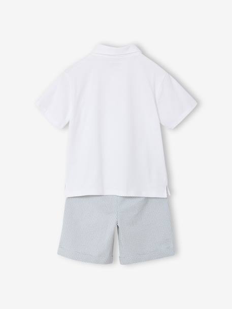 Boy's polo shirt and shorts set striped green 