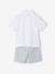 Boy's polo shirt and shorts set striped green 