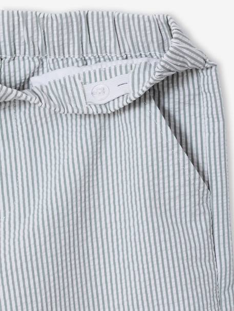 Boy's polo shirt and shorts set striped green 