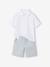 Boy's polo shirt and shorts set striped green 