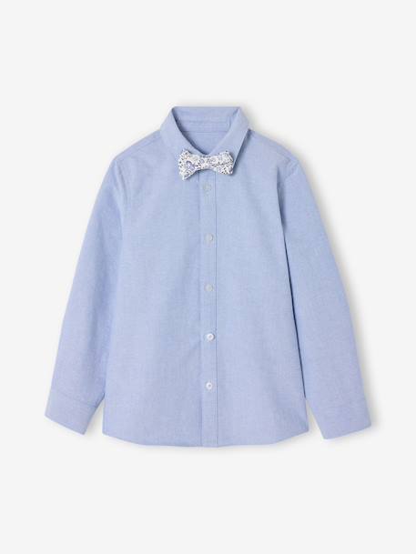 Long-sleeved shirt with bow tie sky blue 