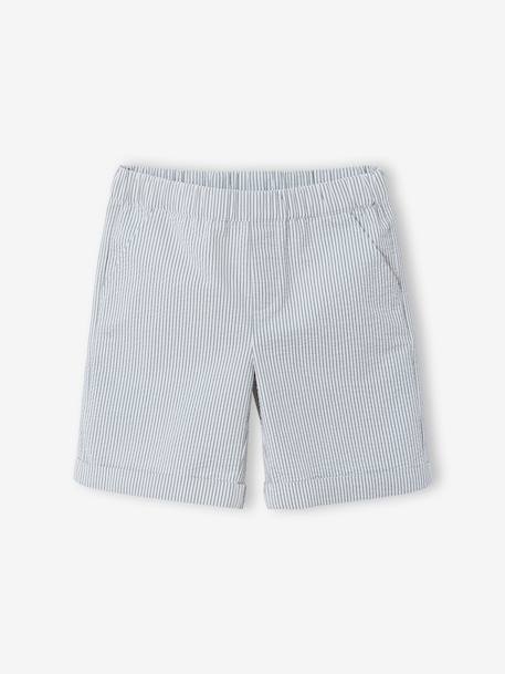 Boy's polo shirt and shorts set striped green 