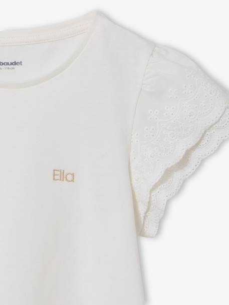 Girl's short-sleeved t-shirt ecru 
