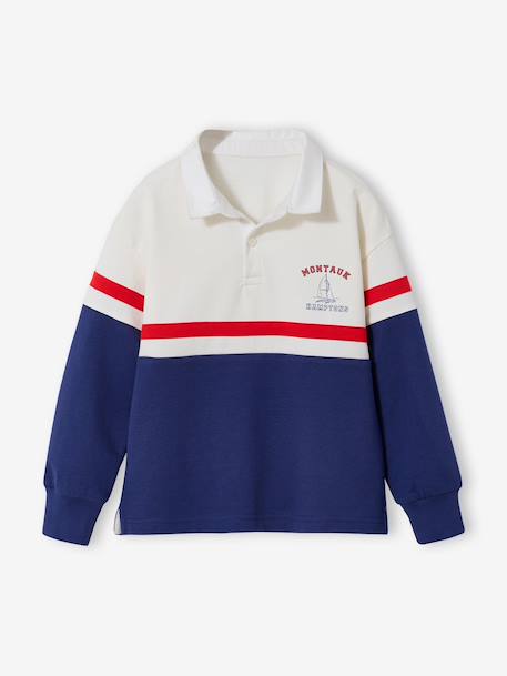 Polo-neck long-sleeved sweatshirt ink blue 