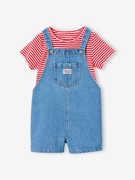 Dungaree and t-shirt set medium blue 