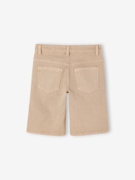 Boy's 5-pocket bermuda shorts clay beige+emerald green+grey blue+terracotta 