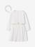 Set of skater dress, bolero and band for head accessories for hair sage green+white 