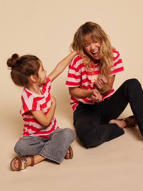 Striped 'sunshine' t-shirt dusky pink 