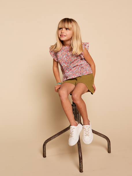 Girl's cotton gauze shorts - family capsule olive 
