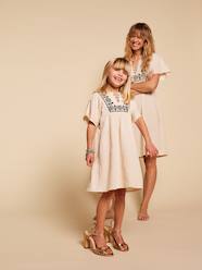 Girls-Girl's embroidered gauze dress, knee-length