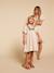 Girl's embroidered gauze dress, knee-length sandy beige 