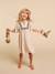 Girl's embroidered gauze dress, knee-length sandy beige 