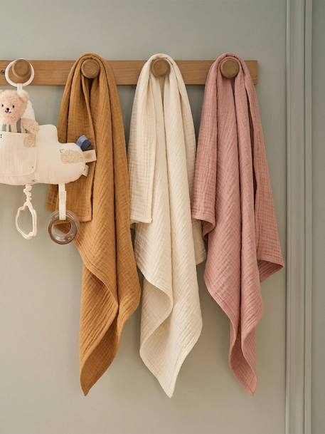 Pack of 3 Plain Muslin Squares in Organic Cotton* set pink 