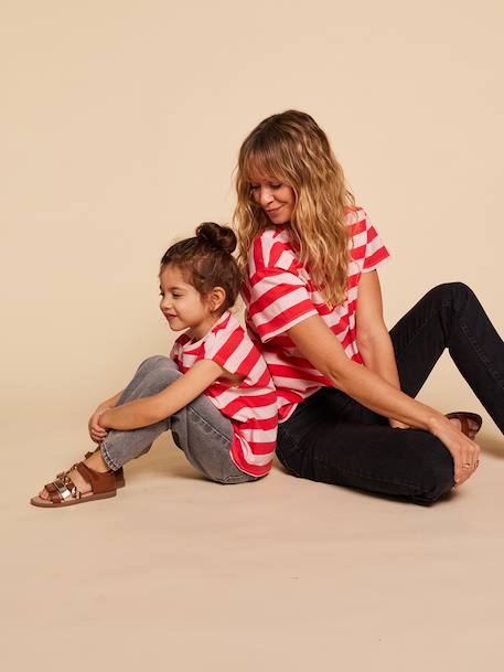 Striped 'sunshine' t-shirt dusky pink 