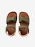 Leather Hook-&-Loop Sandals for Children, Designed for Autonomy khaki+navy blue 