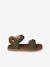 Hook-&-Loop Leather Sandals for Children khaki+navy blue+sandy beige 