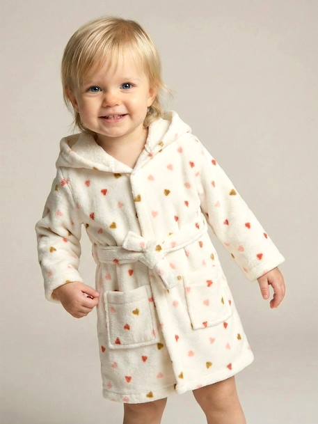 COEUR baby bathrobe, with recycled cotton printed white 