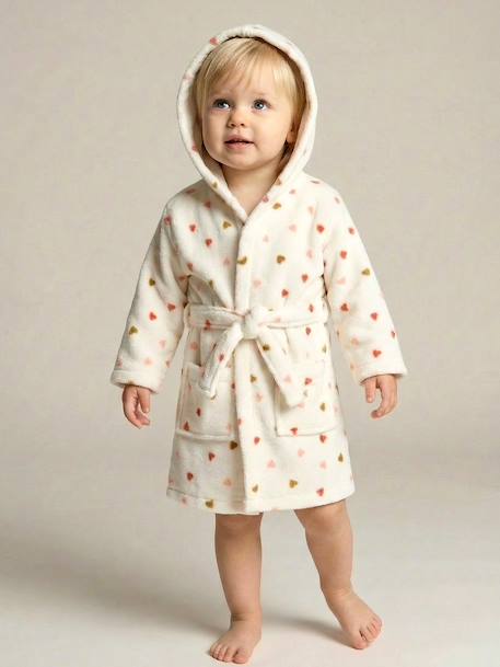 COEUR baby bathrobe, with recycled cotton printed white 