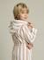 Customisable children's bear bathrobe, with recycled cotton striped beige 