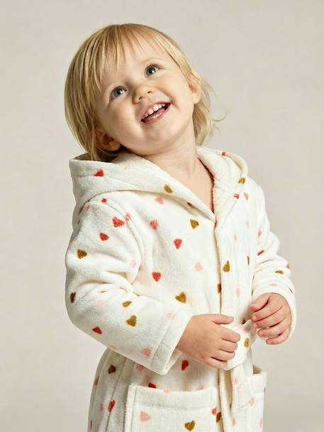 COEUR baby bathrobe, with recycled cotton printed white 